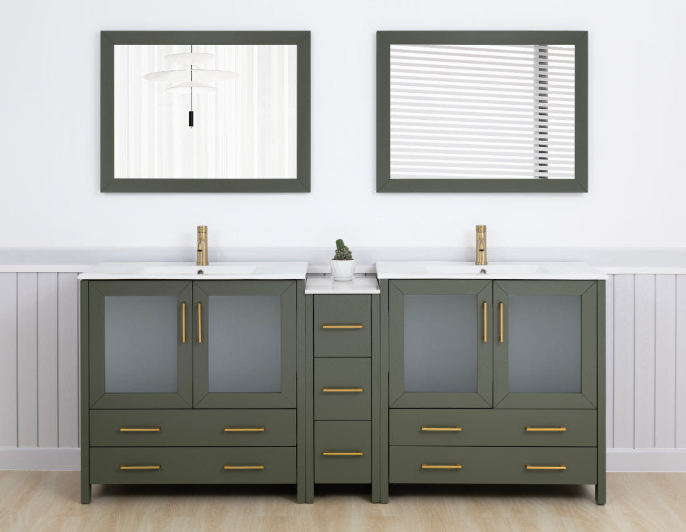Vanity Art Vanity Set With Ceramic Top, 84", Vintage Green