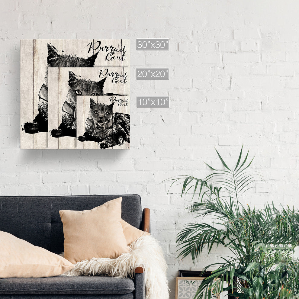 Ready2HangArt 'Purrfect Gent' Wrapped Canvas Cat Wall Art, 20"x20"