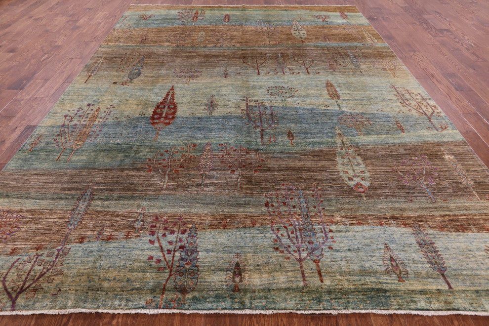 Hand Knotted Tribal Persian Gabbeh Wool Rug 9' 0" X 11' 10" Q5324