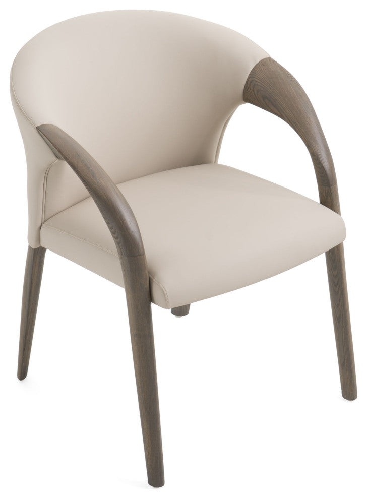 Modrest Wynetta Mid-Century Grey Vegan Leather + Grey Ash Dining Chair