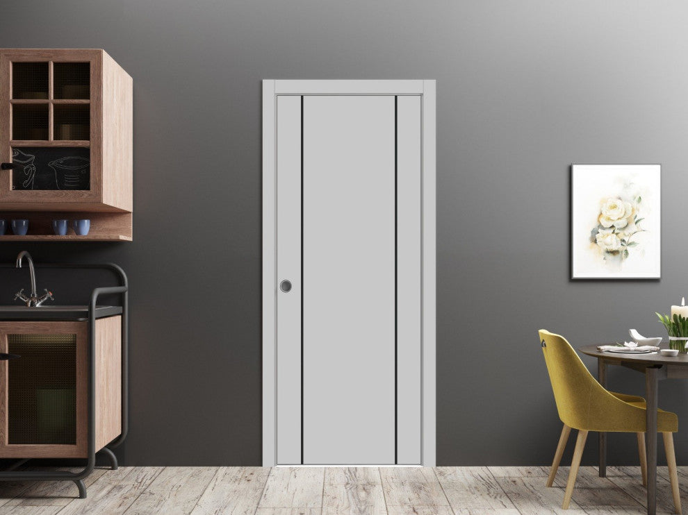 Slab Barn Door Panel 42 x 80 | Planum 0016 Grey Matte with  | Sturdy Finished