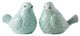 Ceramic Sitting Bird Figurine Gloss Light Blue Finish, ASST of 2