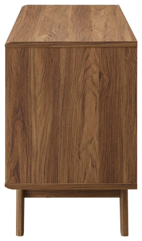 Sofa Side Table Display Stand, Wood, Brown Walnut, Modern, Lounge Hospitality