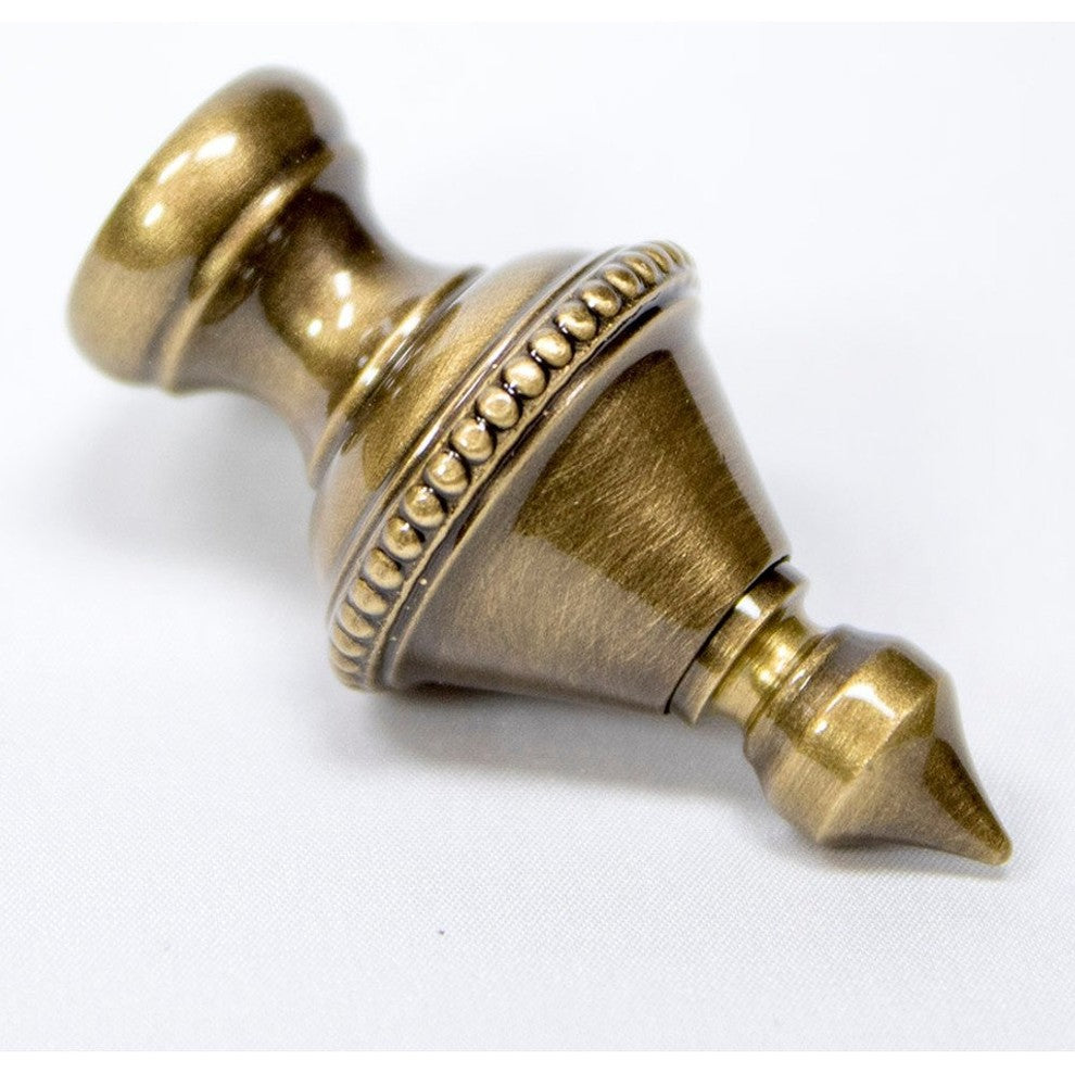 Beaded Knob Lamp Finial Antique Brass 1.5"h