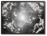 Sun Centered Behind Dark Sparkled Clouds Black White ,1pc, each 24 x 30