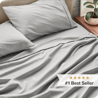 Bare Home 1800 Microfiber Sheet Set, Light Gray, Queen