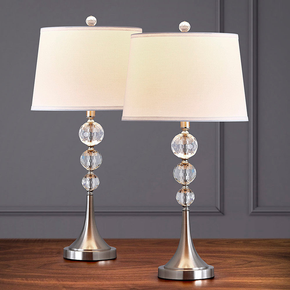 Madison 2 Piece Crystal Ball Lamp Set, Brushed Nickel