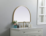 Metal Frame Arch Mirror 33X24 Inch, Brass