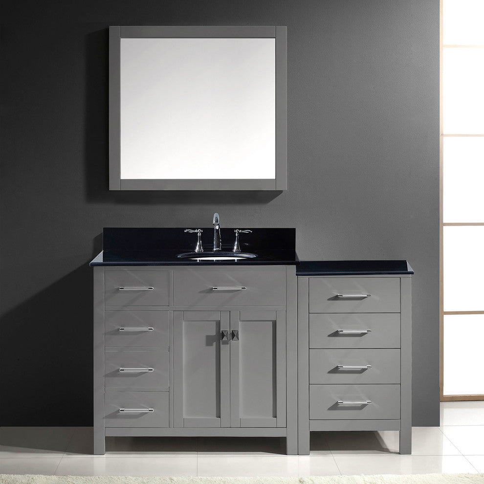 Caroline Parkway Single Bathroom Vanity Set, Gray, Black Galaxy Granite, 57"