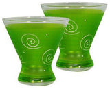 Frosted Curl Light Green Cosmopolitan Glasses, Set of 2
