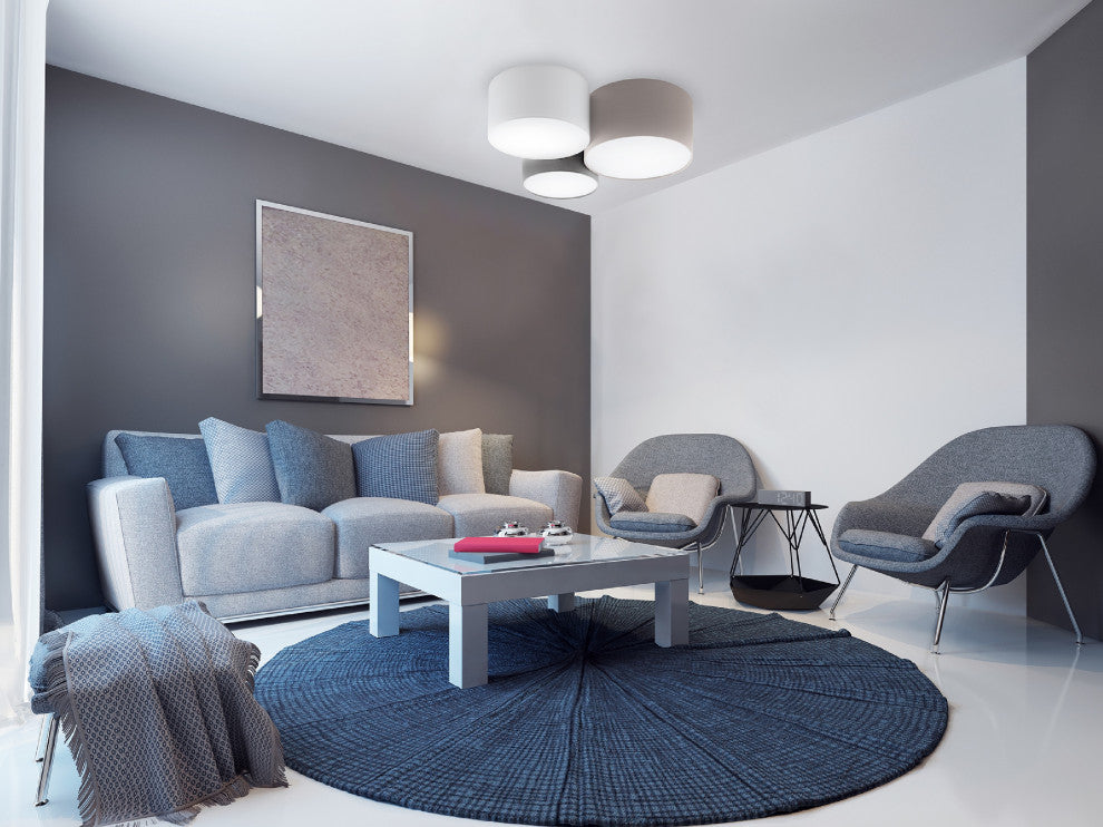 Pastore 1 3-Light Flush Mount, Taupe And White And Grey