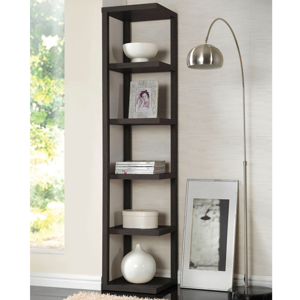 HomeRoots 15" X 15" X 73" Cappuccino Hollow Board With Paper Bookcase