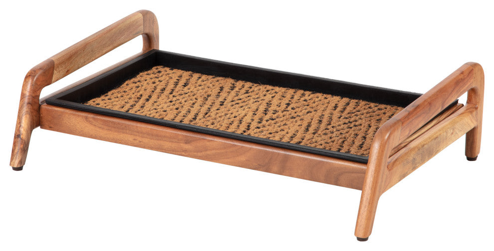 Single-Tier Natural Stand With 2-Pair Rubber Boot Tray Irish Lion