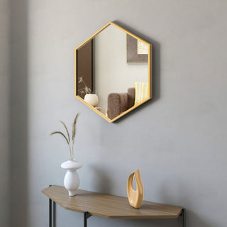 Delta 28" Gold Hexagonal Metal Frame Mirror