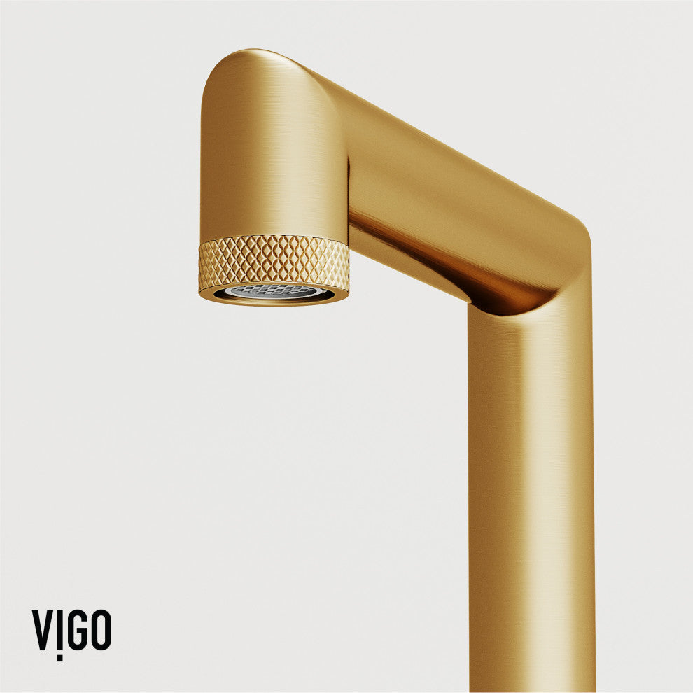 VIGO Sterling 7" H 2-Handle Widespread Bathroom Faucet, Matte Brushed Gold