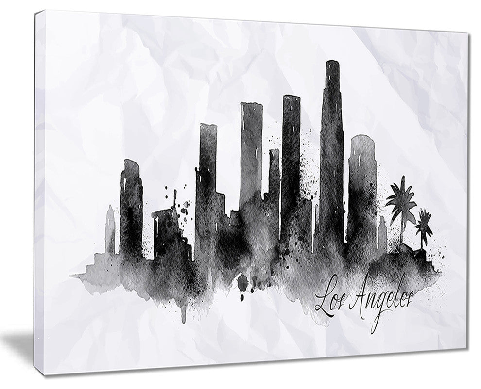 "Los Angeles Black Silhouette" Canvas Print