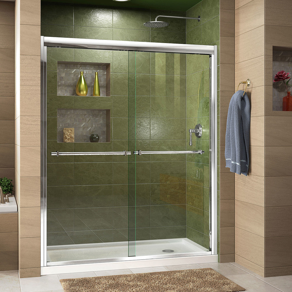 DreamLine Bypass Sliding Shower Door and Single Threshold Base, DL-6952R-01CL
