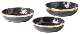 3-Piece Stone Lain Florian Porcelain Serving Bowl Set, Black