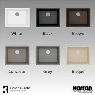 Karran QU-820 Undermount 24.38, Single Bowl Quartz Sink Kit, Grey