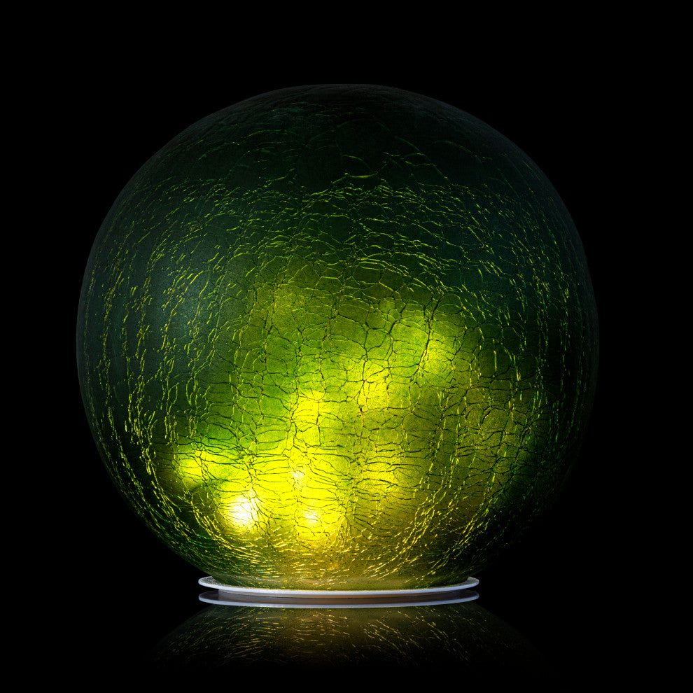 Green Textured Glass Gazing Globe with LED Lights