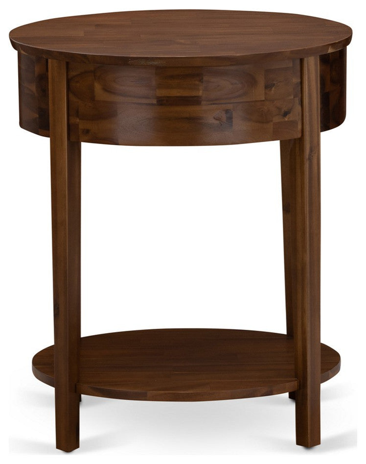 Wooden Nightstand, 1 Wooden Drawer, Stable, Sturdy Constructed Antique Walnut