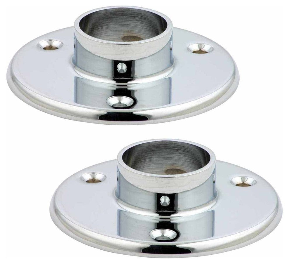 2 5" Wall Flange Bar Foot Rail 2" OD Chrome Brass |