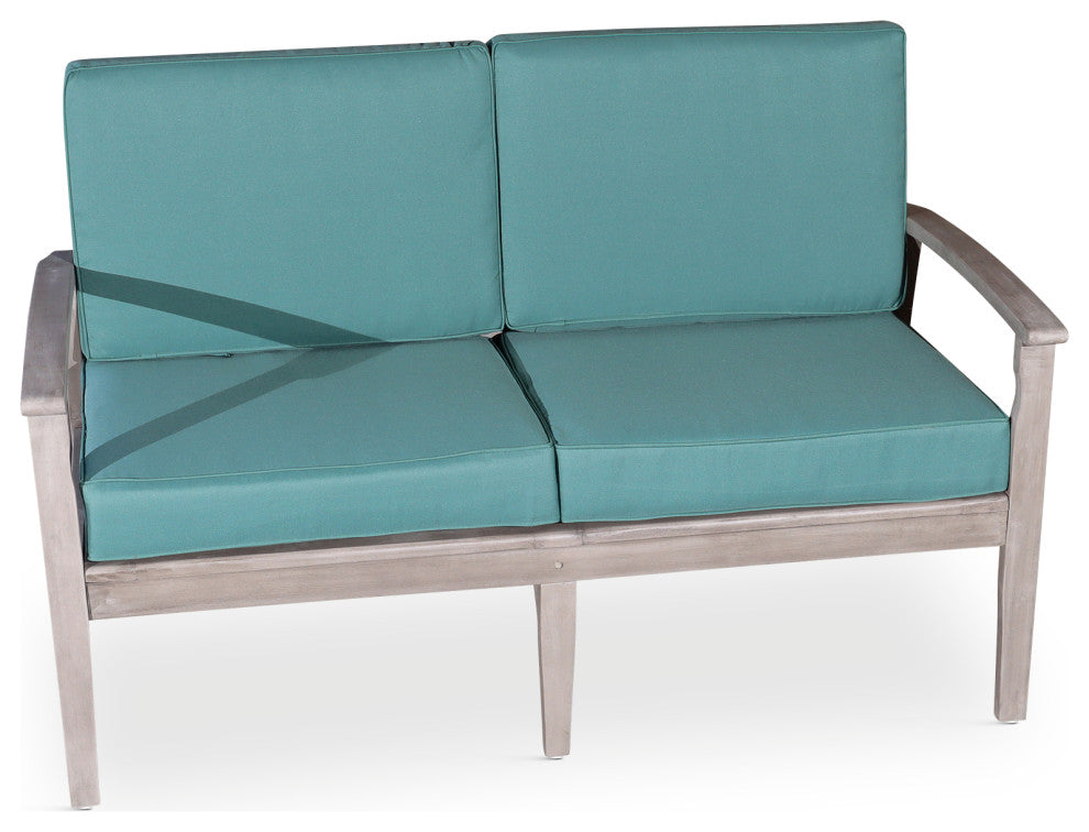 DTY Outdoor Living Longs Peak Eucalyptus Loveseat w/ Cushion, Silver Gray, Sage