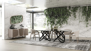 Modrest Wynetta Mid-Century Grey Vegan Leather + Grey Ash Dining Chair