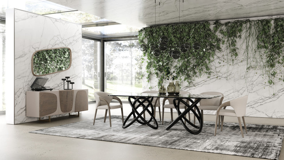 Modrest Wynetta Mid-Century Grey Vegan Leather + Grey Ash Dining Chair