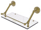 Prestige Regal 18" Floating Glass Shelf with Gallery Rail, Unlacquered Brass