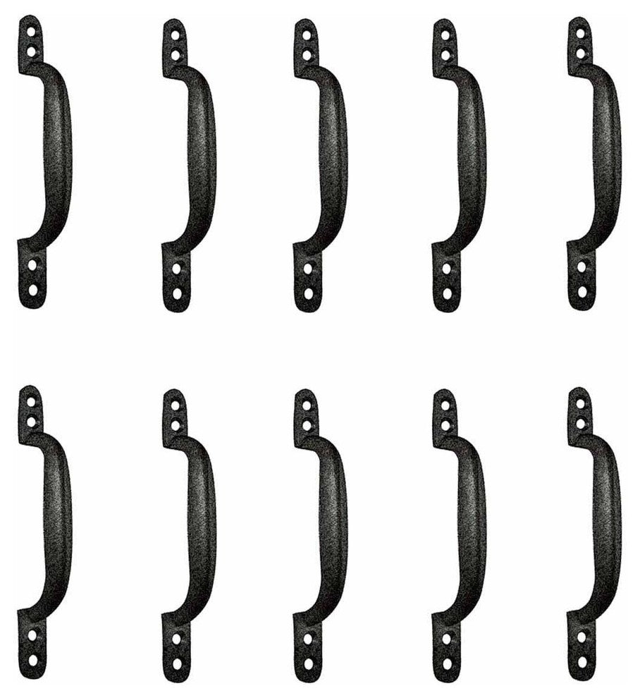 10 Door Pull Black Wrought Iron Pull 6" |