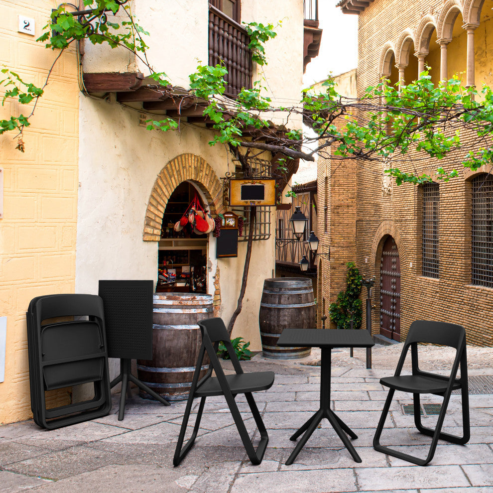 Dream Folding Outdoor Bistro Set With 2 Chairs Black