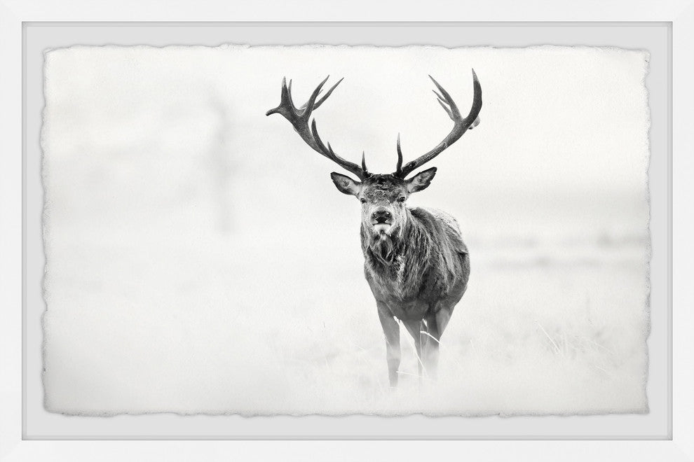 "Elk Stare" Framed Painting Print, 36"x24"
