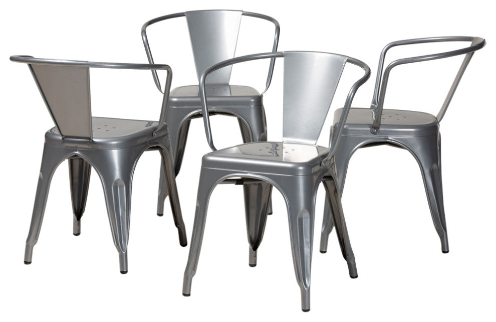 Lianne Industrial 4-Piece Dining Chairs, Gray