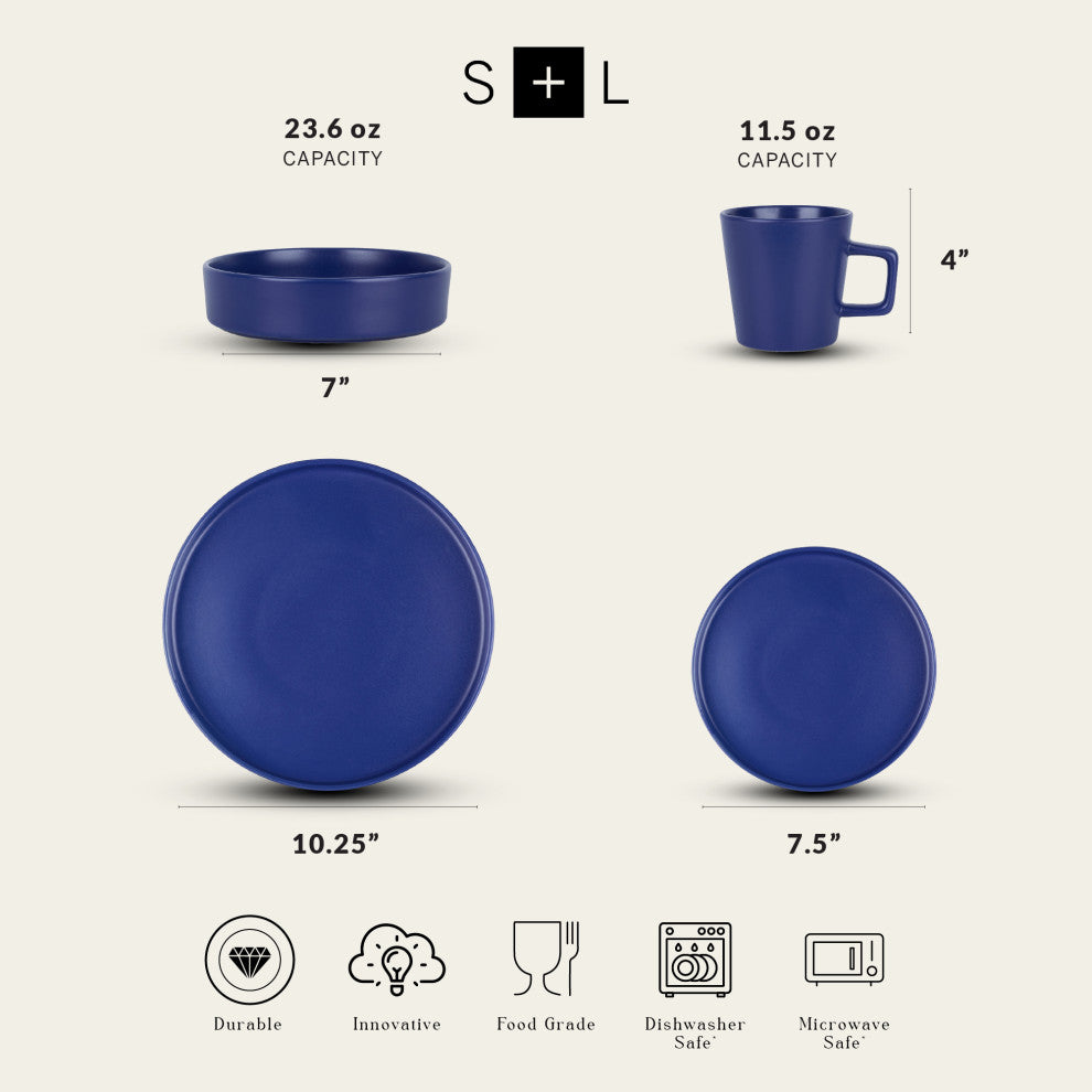Stone Lain Cleo Stoneware 32 Piece Dinnerware Set, Blue