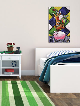 Marmont Hill, "Farm Animals Stackers" by Janet Nelson on Wrapped Canvas, 30x60