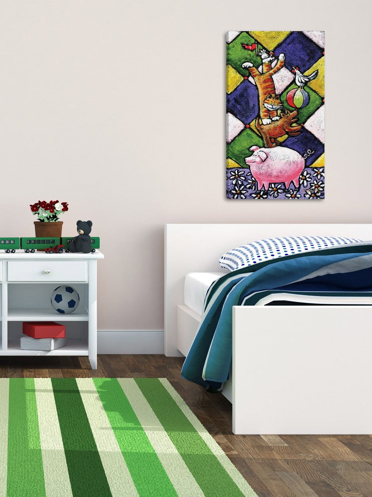 Marmont Hill, "Farm Animals Stackers" by Janet Nelson on Wrapped Canvas, 30x60