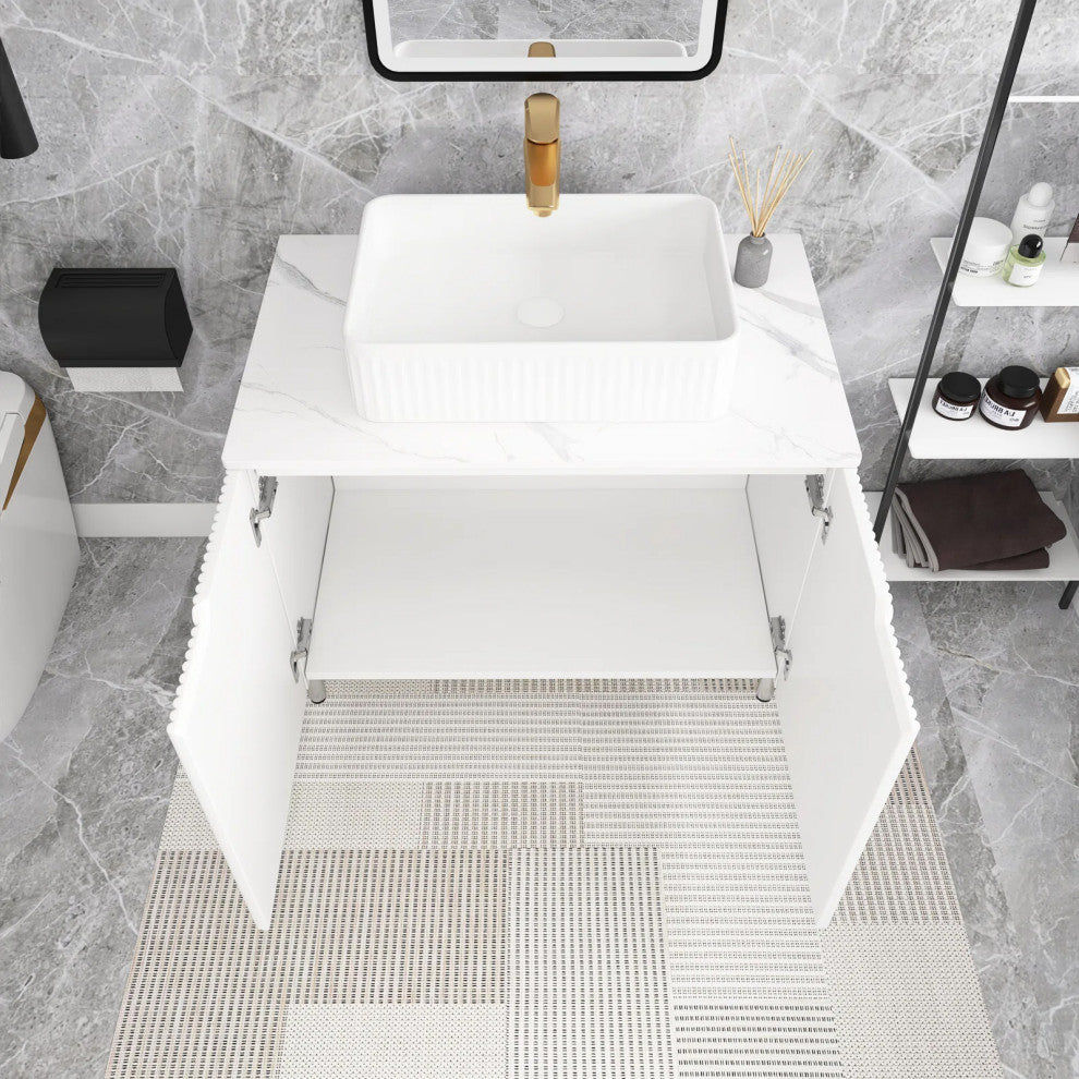 30 in. W Single Sink Freestanding Bath Vanity with Sintered Stone Top, White