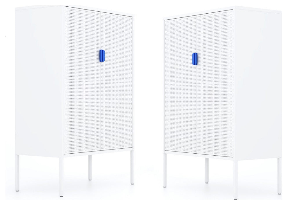 Storage Cabinet Metal Locker Accent Cabinet White