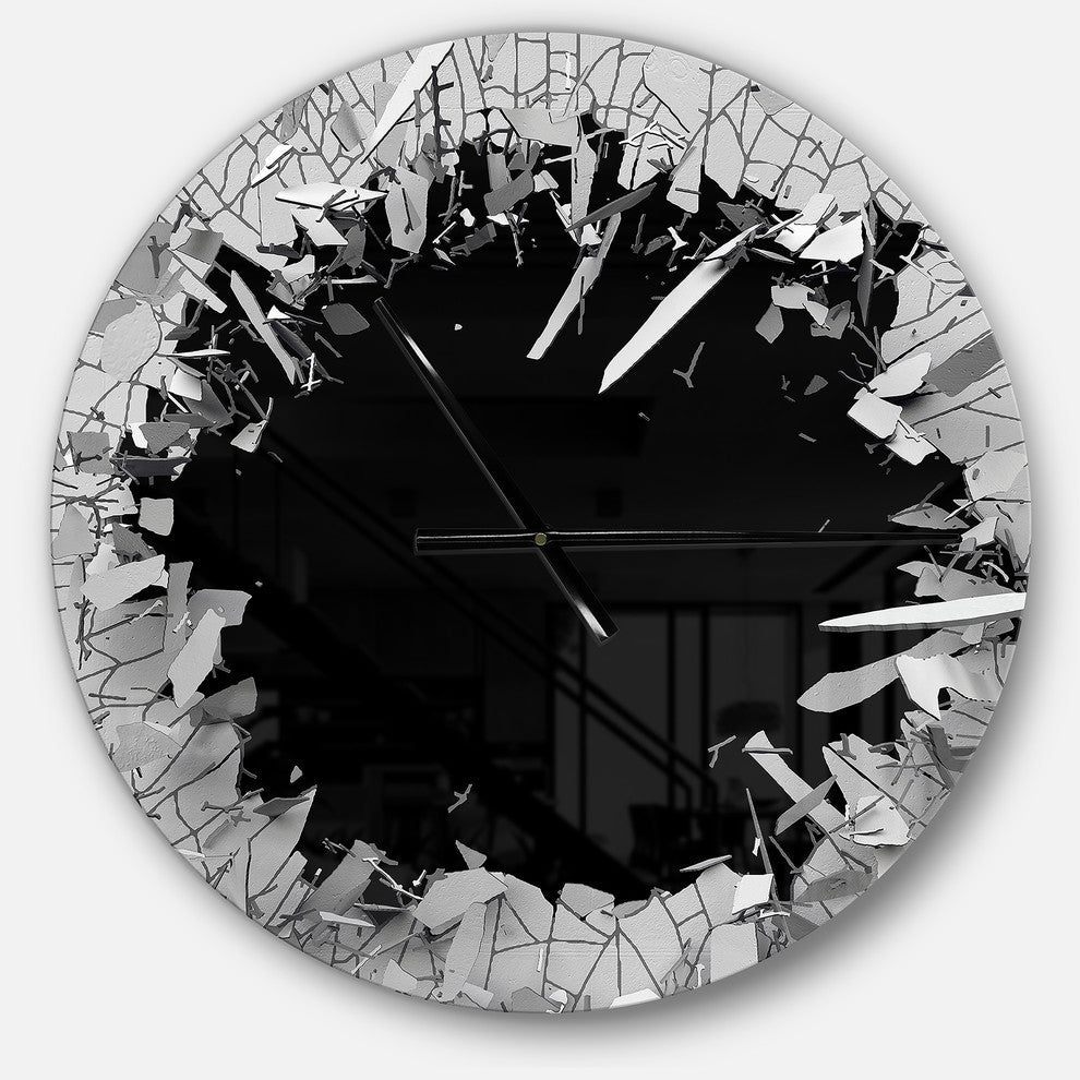 Abstract Broken Wall 3D Design Oversized Modern Metal Clock, 23"x23"