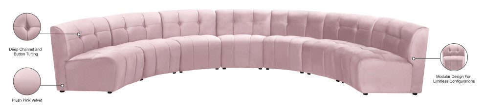 Limitless Velvet Upholstered 7-Piece Modular Sectional, Pink