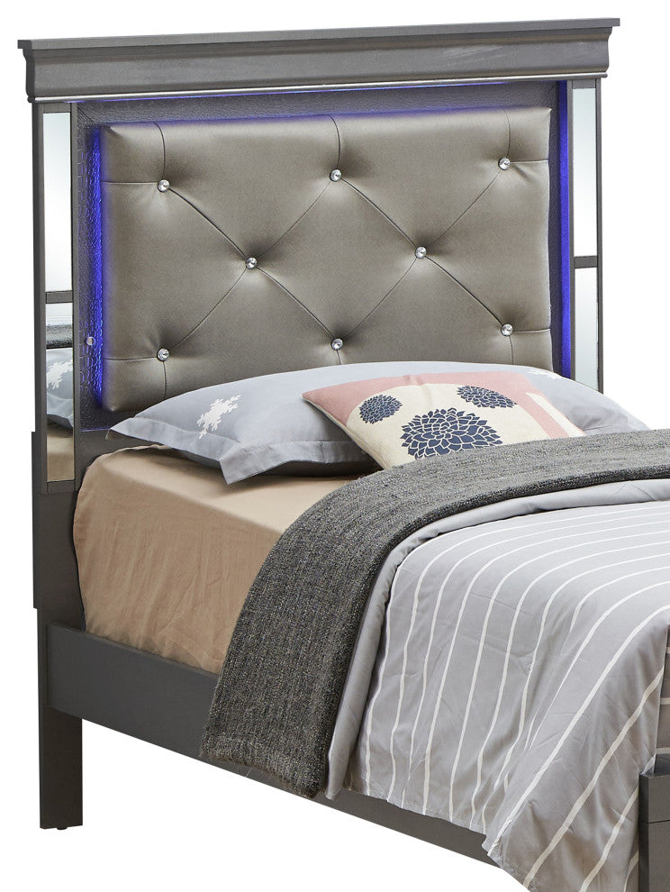 Verona LED Panel Bedframe, Charcoal, Full