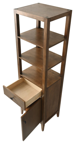 Vanity Art 21" Freestanding Linen Cabinet, Linear Walnut, Matte Black Handle