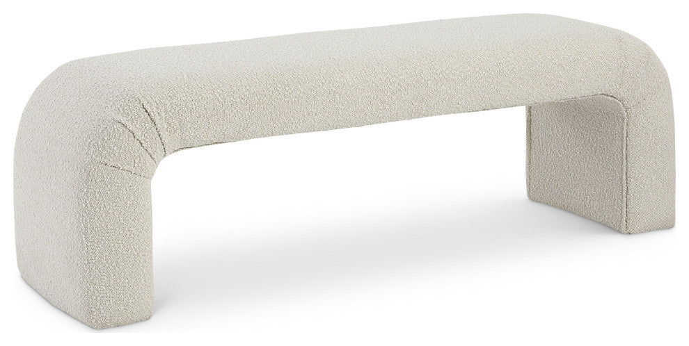 Niagara Boucle Fabric Upholstered Bench, Cream, 52" Wide