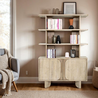 Haru Acacia Bookcase, Beige