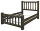 Rustic Barn Wood Style Timber Peg Mission Bed, Weathered Slate, Twin