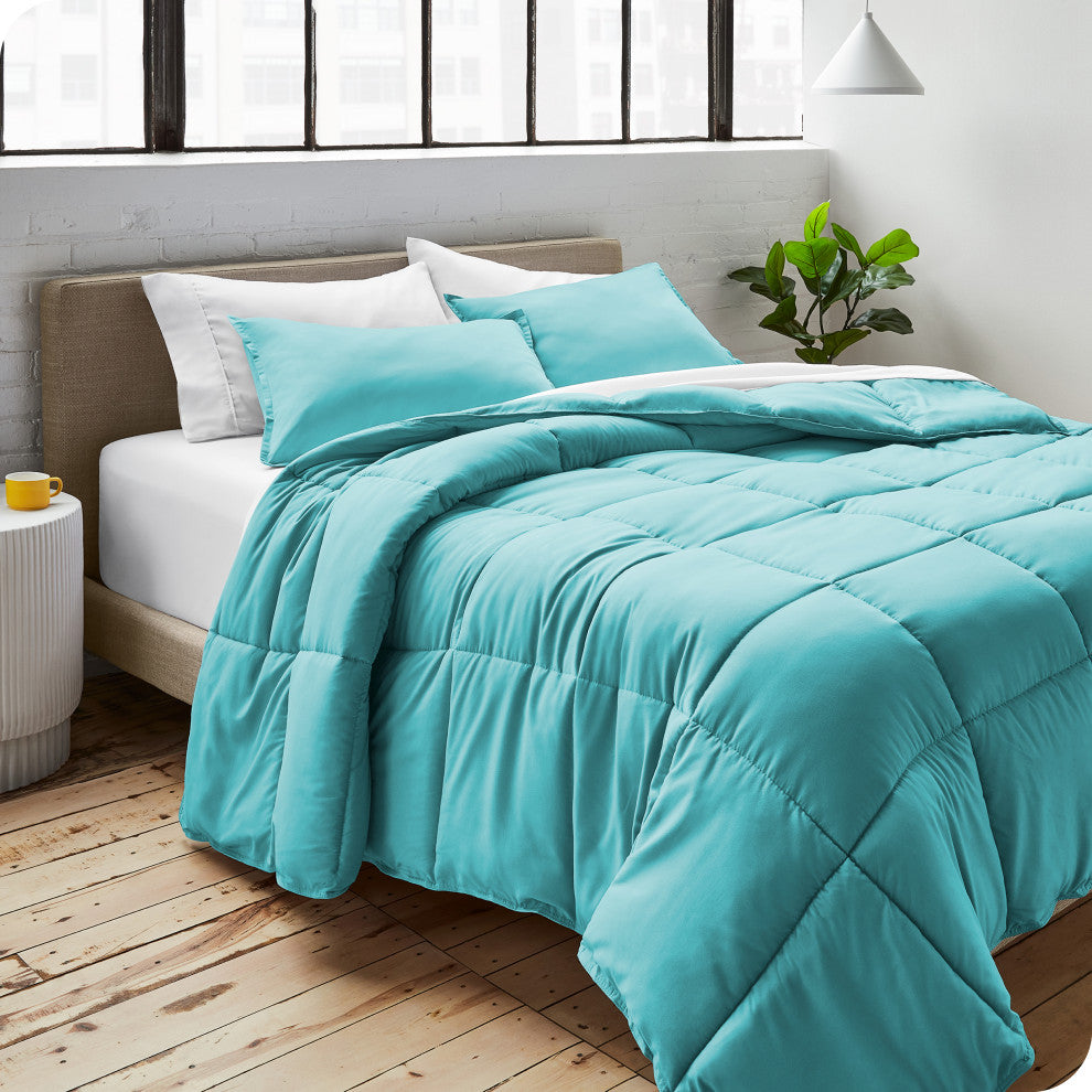 Bare Home Down Alternative Comforter Set, Aqua, Twin/Twin Xl