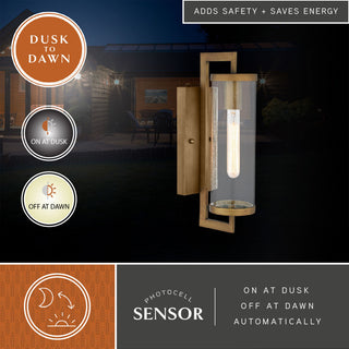 Morgan Park 1-Light Warm Brass Dusk to Dawn Modern Outdoor Wall Sconce Fixture, Warm Brass, 4.25"wx16"hx7"d
