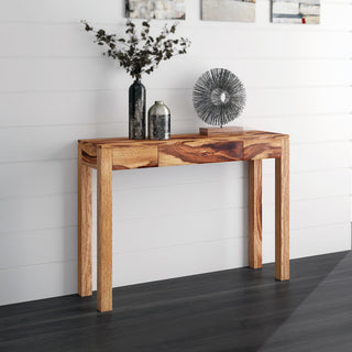 Rustic Modern Solid Wood Console/Desk, Dark Sheesham