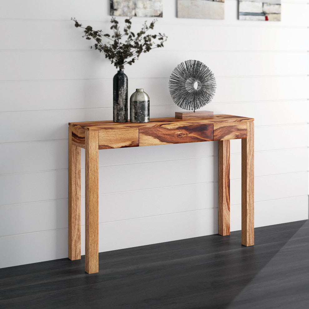 Rustic Modern Solid Wood Console/Desk, Dark Sheesham